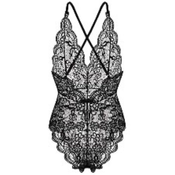 DDO Sexy lace Bodysuit for Women- Black - Picture 6 of 7